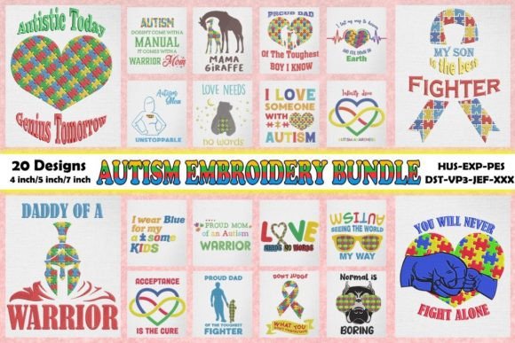 Review: Autism Awareness Embroidery Bundle for Craft Fairs